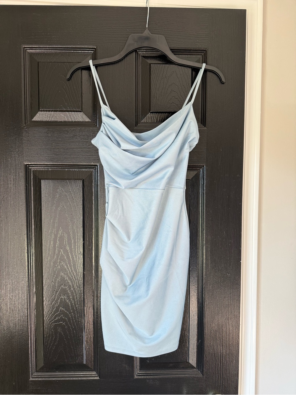 Windsor light blue ruched satin homecoming formal dress S